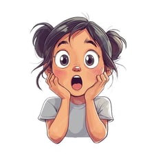A startled person raising their hands in a surprised reaction.