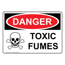 Illustration of poisonous chemical fumes marked with a hazard warning symbol