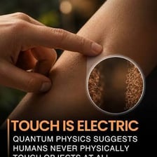 A hand touching a solid physical object to represent tangibility