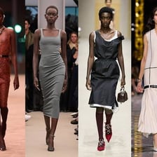 A display showing several distinct styles of clothing