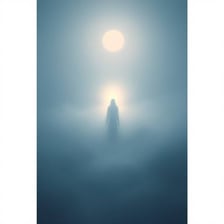 A person surrounded by a soft, mysterious misty aura