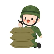 A soldier moving covertly into an enemy camp
