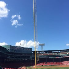 The Pesky Pole standing near the right-field corner at Fenway Park