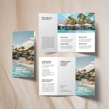 An open brochure displaying three folded panels