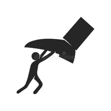 An illustration of a person firmly pushing back against an opposing force.