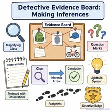 A simple educational diagram showing evidence leading to a conclusion.