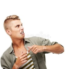 A person showing strong disgust toward something.