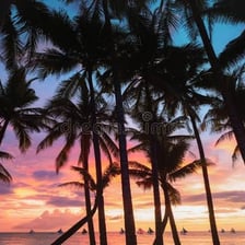 A peaceful, beautiful landscape resembling an idealized paradise