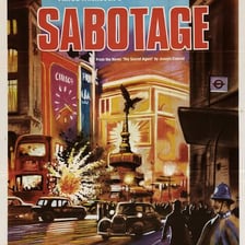 A poster or promotional image for Alfred Hitchcock’s 1936 film Sabotage