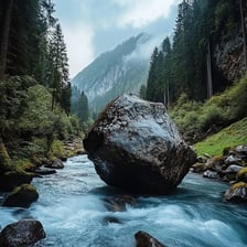 A river flowing through a natural landscape.