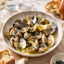 Fresh clams in their shells, the seafood used in alle vongole dishes.