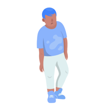 A person walking with an uneven gait.