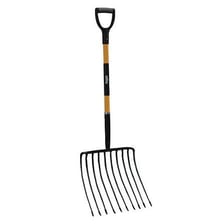 A pitchfork with several pointed metal tines
