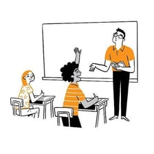 A teacher prompting a student to express an idea.