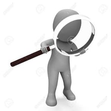 An illustration of a person closely examining a small detail with a magnifying glass