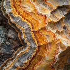 Visible layers in a piece of sedimentary rock