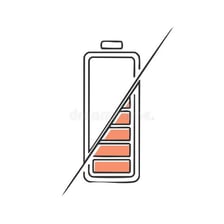 An illustration of a battery with almost no charge remaining.