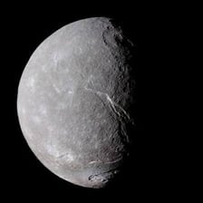 An astronomical illustration of Titania, a moon of Uranus
