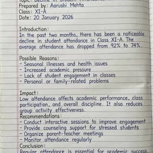 A sheet of paper containing written explanations and justifications
