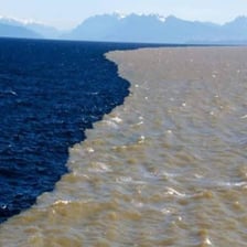 Two separate streams joining to form a single stream