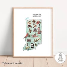 A map of Indiana, the state whose residents are called Hoosiers.