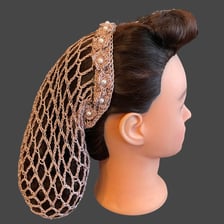 A hair snood worn at the back of a person's head.