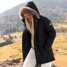 A warm hooded parka designed for winter weather