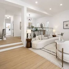 A tastefully furnished living room prepared for a real-estate showing