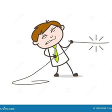 A person pulling a rope forcefully.