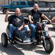 Motorcycle fitted with a sidecar