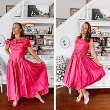 A plainly styled, unfashionable outfit illustrating a dowdy appearance