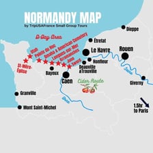 A map or coastal landscape representing Normandy in northern France