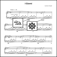 Piano sheet music displaying a sostenuto performance marking.