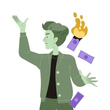An illustration of a person carelessly spending money.