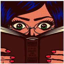 A studious student wearing glasses and carrying books.