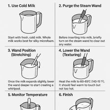 A barista using a steam wand to create foam in a milk pitcher