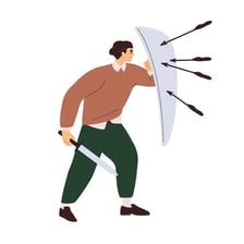 A protective shield shown blocking a harmful force.