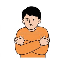 A visibly irritable person with an unfriendly expression.