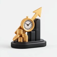 Coins shown increasing in number over time.
