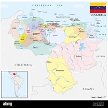 Map of Venezuela and its border with Brazil
