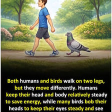 An illustration showing a human and a bird as examples of two-legged creatures