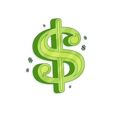 An educational illustration showing the dollar sign among examples of ideograms