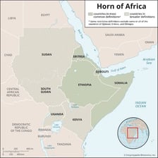 Map showing Djibouti in the Horn of Africa