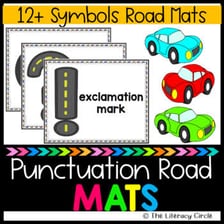 An educational illustration comparing punctuation marks with signs that guide written language
