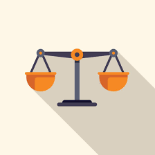 A balance scale showing opposing weights counteracting each other