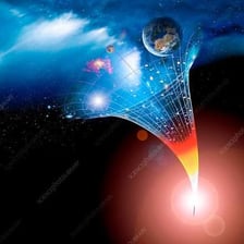 An illustration representing the origin and early development of the universe.