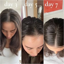 Hair containing shampoo before it has been rinsed.