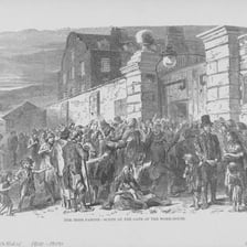 A historical illustration representing famine conditions in 18th-century Ireland.