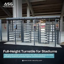Turnstile gates at a stadium entrance.