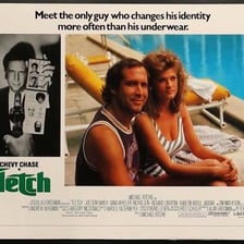 The poster for the 1985 film Fletch featuring Chevy Chase.